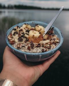 Basic Oatmeal with lake view