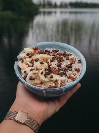 Basic Oatmeal with lake view