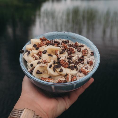 Basic Oatmeal with lake view