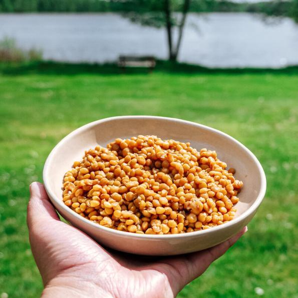 quick Lentil side dish with lake view