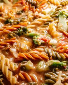 broccoli pasta close up 