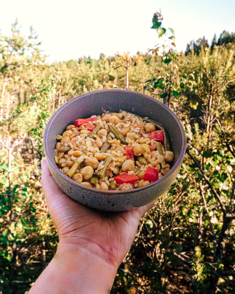 Green Bean and Chickpea Curry, Ultimate Camper Recipe for dinner