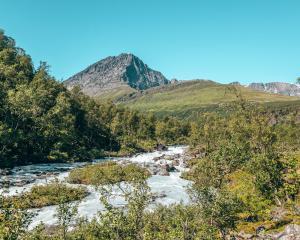 Uitzicht op de rivier Steindalsbreen 