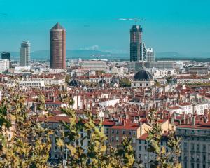 Lyon Frankrijk Uitzicht op de stad Mont Blanc