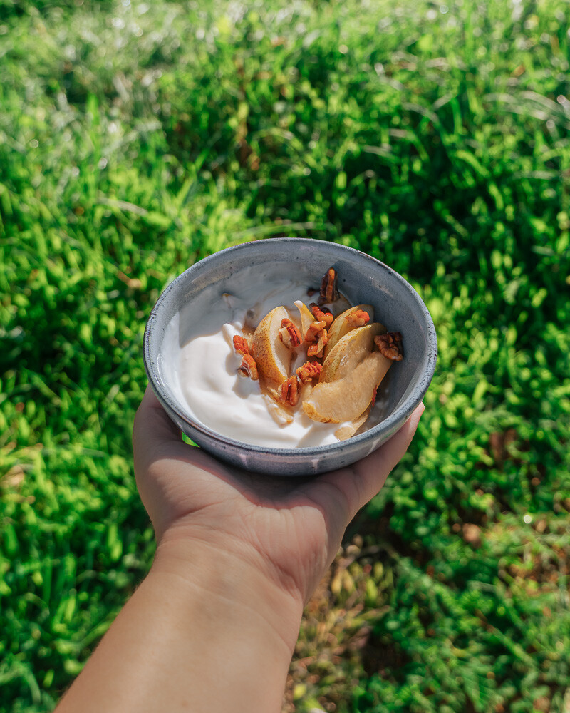 Simple Caramelized Pears With Pecans Recipe For Breakfast